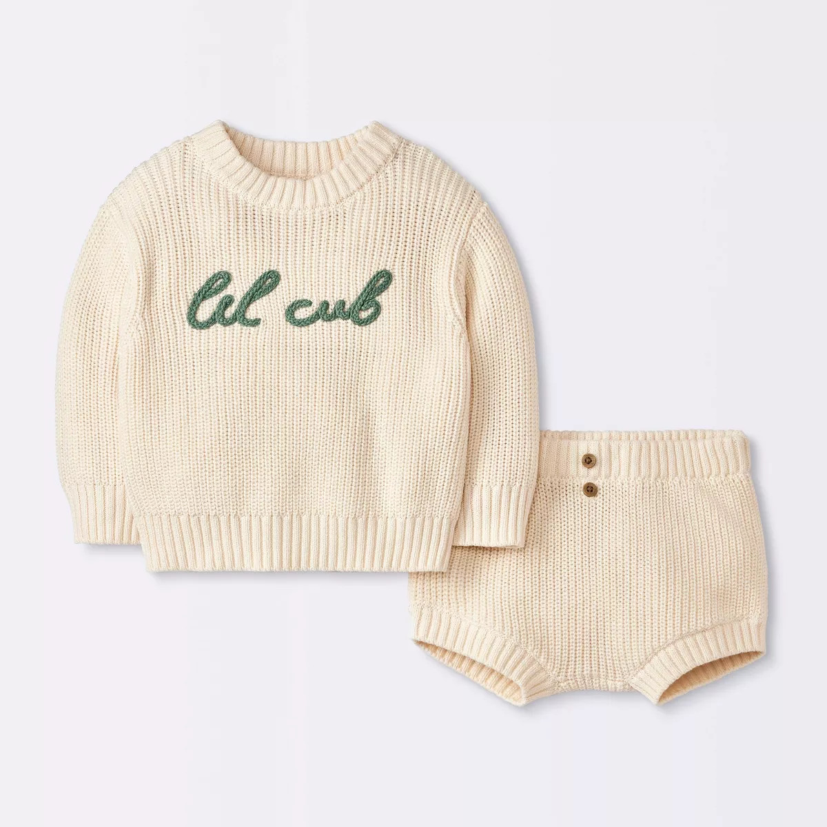 Baby Boys' Ribbed Lil Cub Sweater & Shorts Set - Cloud Island™ Cream | Target