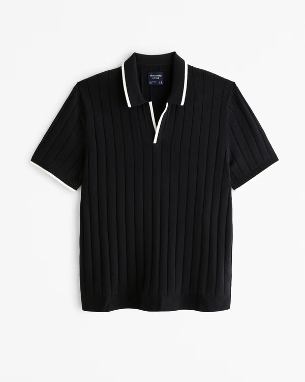 Men's Classic Tipped Johnny Collar Sweater Polo | Men's Tops | Abercrombie.com | Abercrombie & Fitch (US)