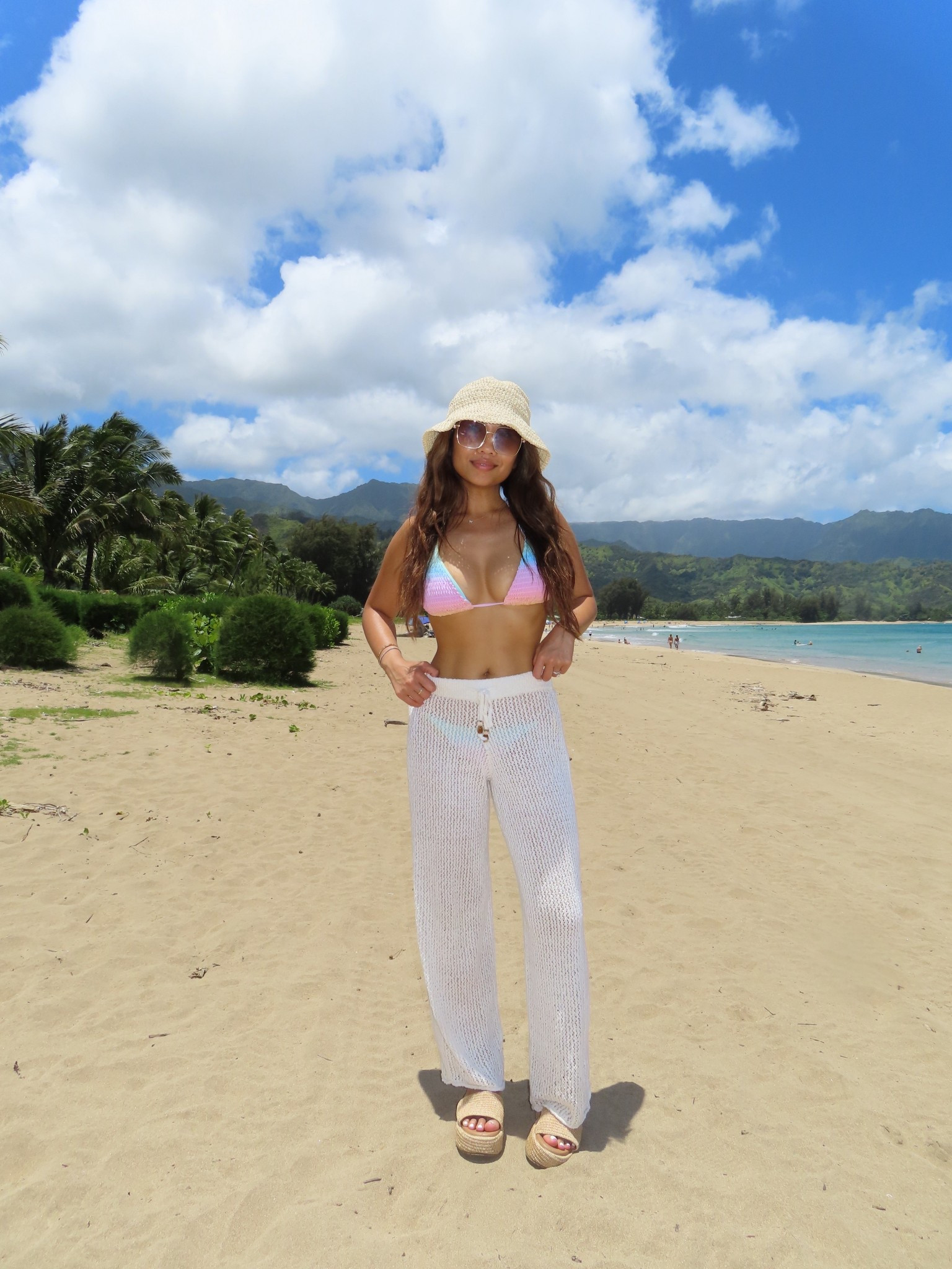 Beach outfit 🌊 swim coverup pants on sale with code AFJEAN

Sizing:
Tank - tts, xs
Bikini - tts, s
Pants - tts, xs
Sandals - tts

#LTKPetite #LTKSwim