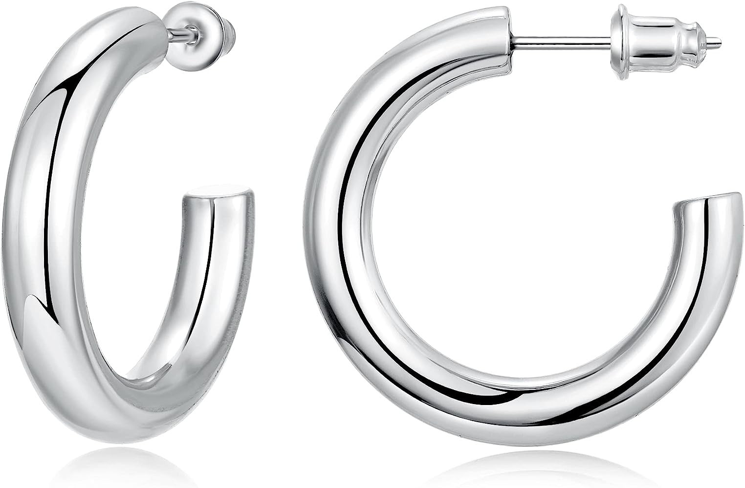 Gacimy Chunky Gold Hoop Earrings for Women 14K Real Gold Plated, 925 Sterling Silver Post Gold Ho... | Amazon (US)