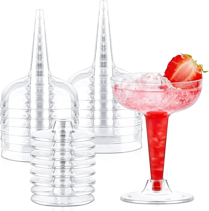 Kucoele 24 PCS MIni Plastic Martini Glasses, 4oz Champagne Coupe Glasses Disposable Party Tower G... | Amazon (US)