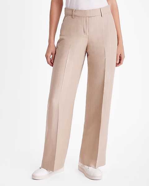 Editor Mid Rise Metallic Stripe Relaxed Trouser Pant | Express (Pmt Risk)