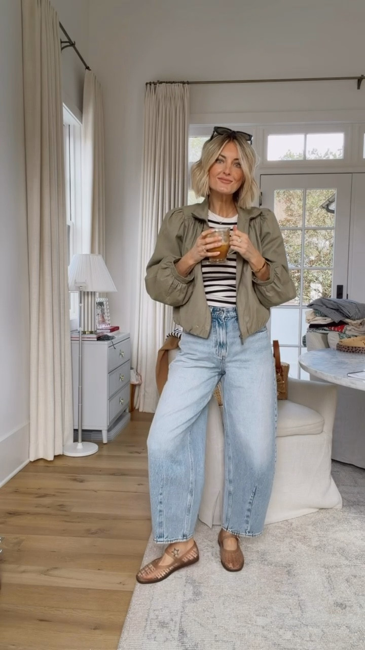 Love this affordable spring look! I just recently got this faux leather jacket and barrel jeans! I’m so impressed by these jeans - they look like a higher price point brand! I’ve had this tank since last year, and it’s such a great staple! Wearing XS in tank, S in jacket, & 4 in jeans!

Loverly Grey, affordable outfits, spring outfit ideas, spring jacket, ballet flats, jelly shoes, barrel jeans, post partum, closet staples 

#LTKSeasonal