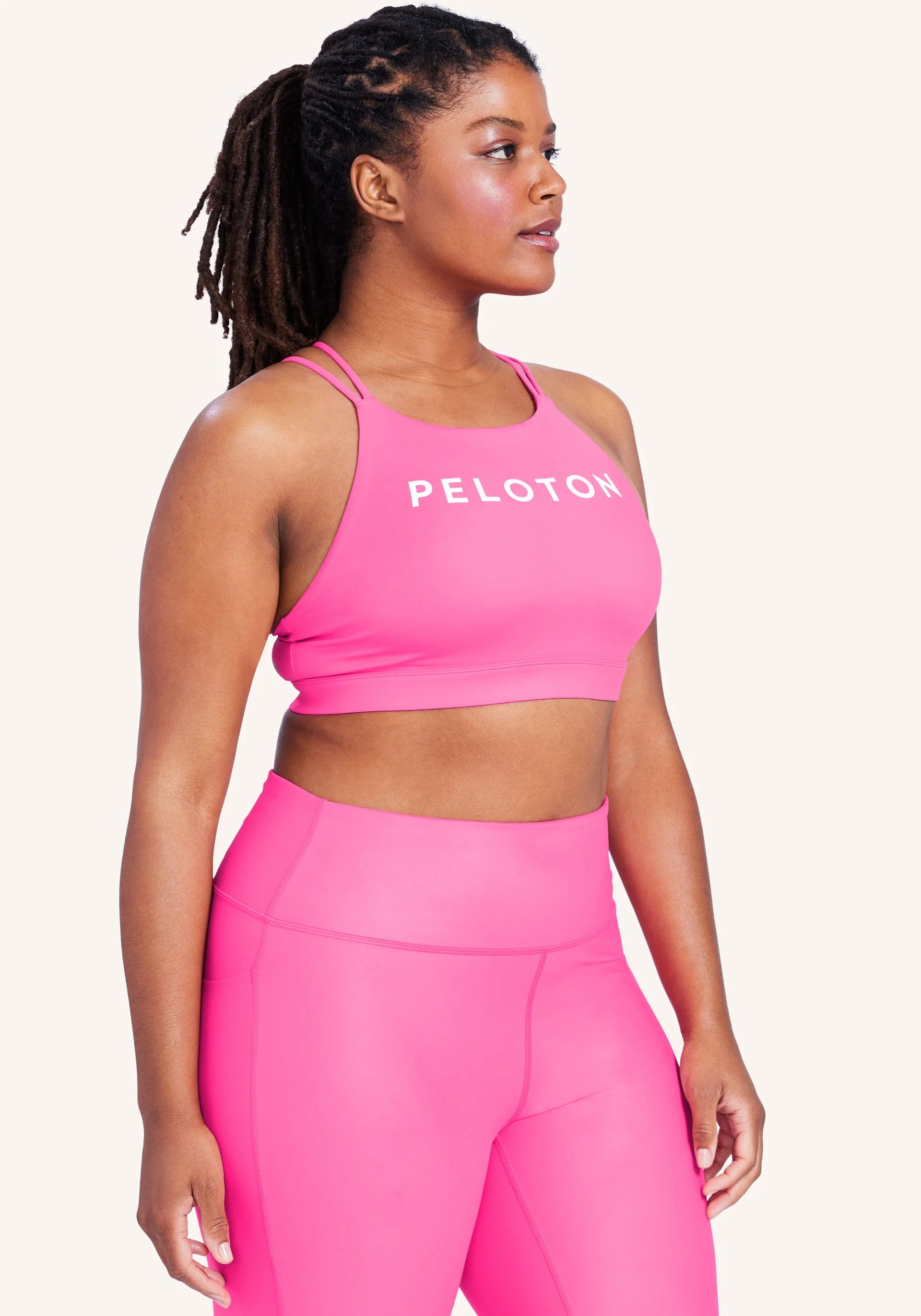 Cadent High Neck Cire Strappy Elevate Bra | Peloton Apparel