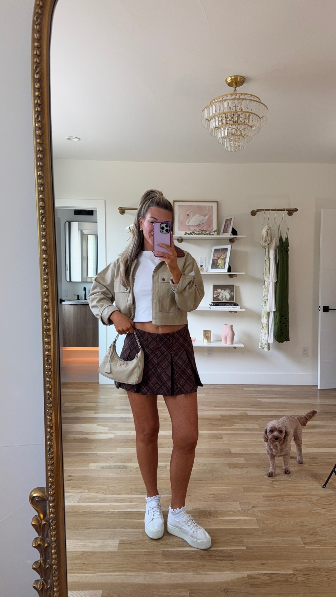 Walmart plaid skort white baby tee and cropped jacket styled for fall game day 

Wearing smalls in all

Fall outfits
Plaid skort
Chunky sweaters
Fall transitional
Date night
Game day
Coffee date
Pumpkin patch

#LTKStyleTip #LTKSeasonal #LTKFindsUnder50