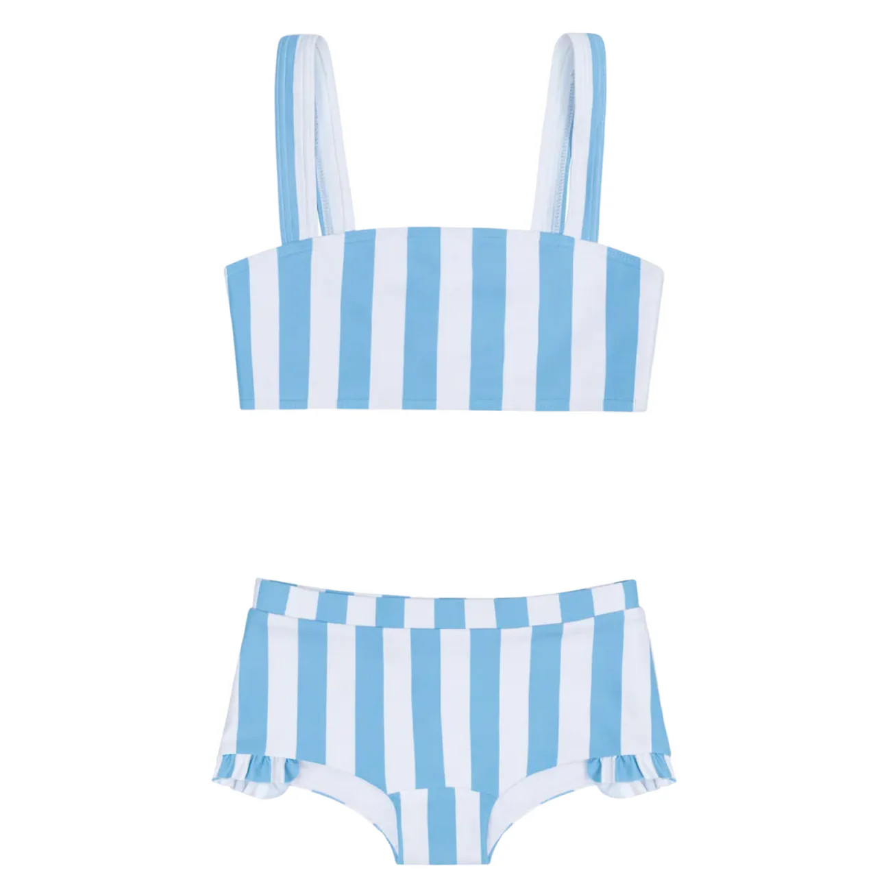 girls bay stripe bandeau bikini and swim shorts | Minnow