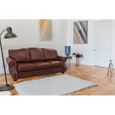 Stana 100" Wide Genuine Leather Sofa with Nailhead Trim | Wayfair North America