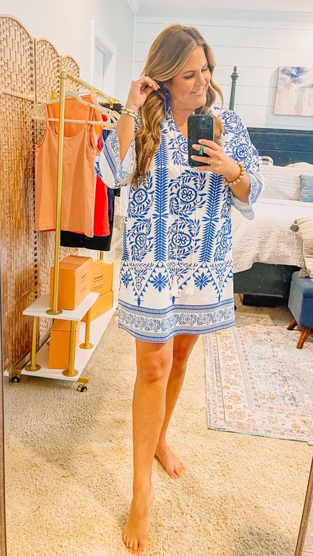 Cheap dress that looks expensive! I sized up one size bc I have broad shoulders….but it’s super roomy so I would say it’s TTS. I’m wearing a XXL, 5’7”   Typically a size 12-14  My earrings are out of stock, but I linked some that would match great!

#LTKmidsize #LTKSeasonal #LTKFind
