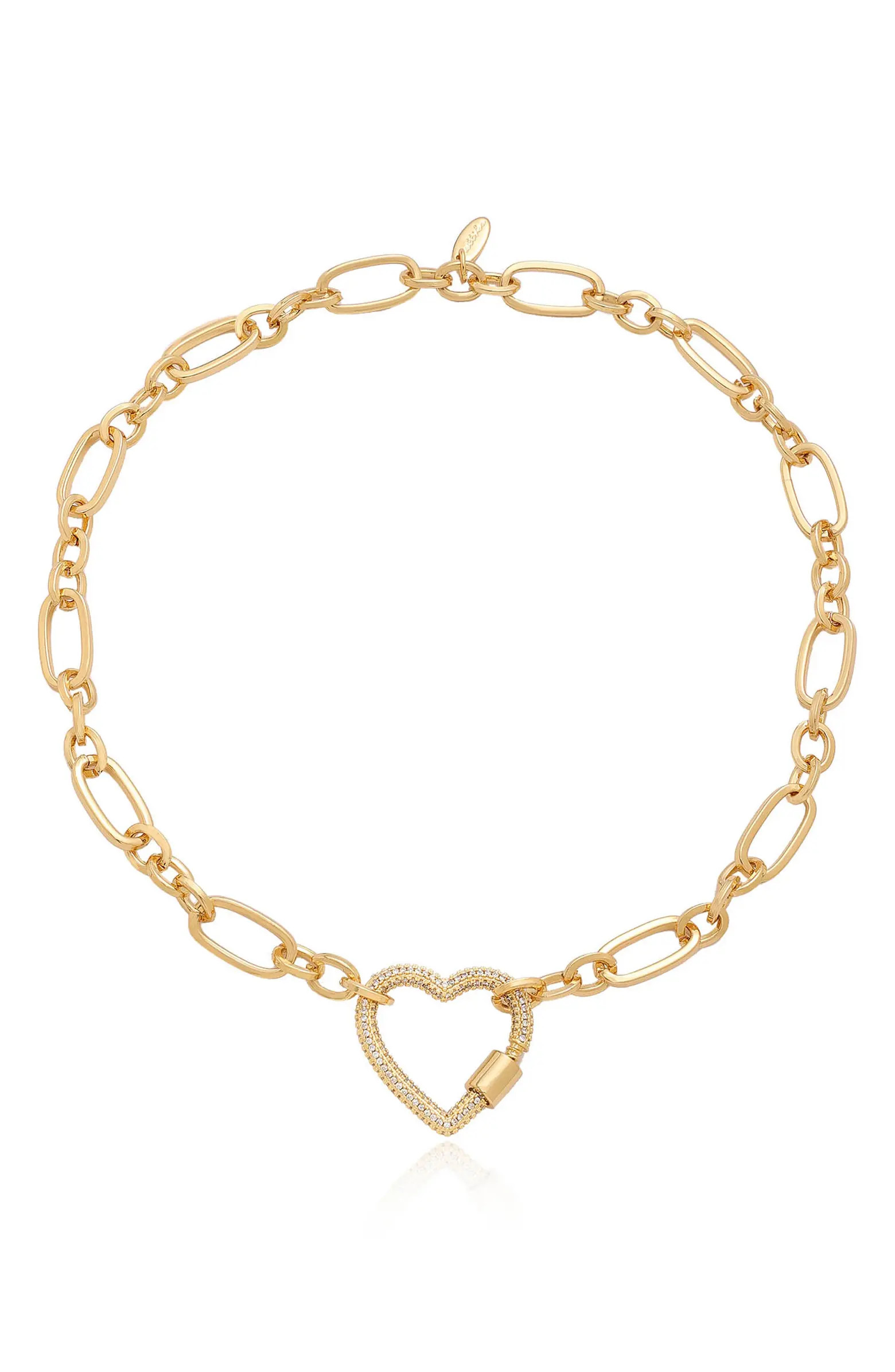 Crystal Pavé Heart Clasp Necklace | Nordstrom