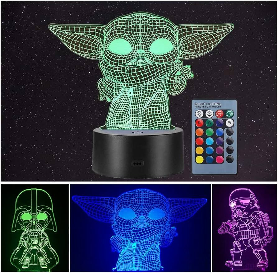 Manco 3 Pattern 3D Illusion Star Wars Night Light for Kids, 16 Color Change Decor Lamp - Star War... | Amazon (US)