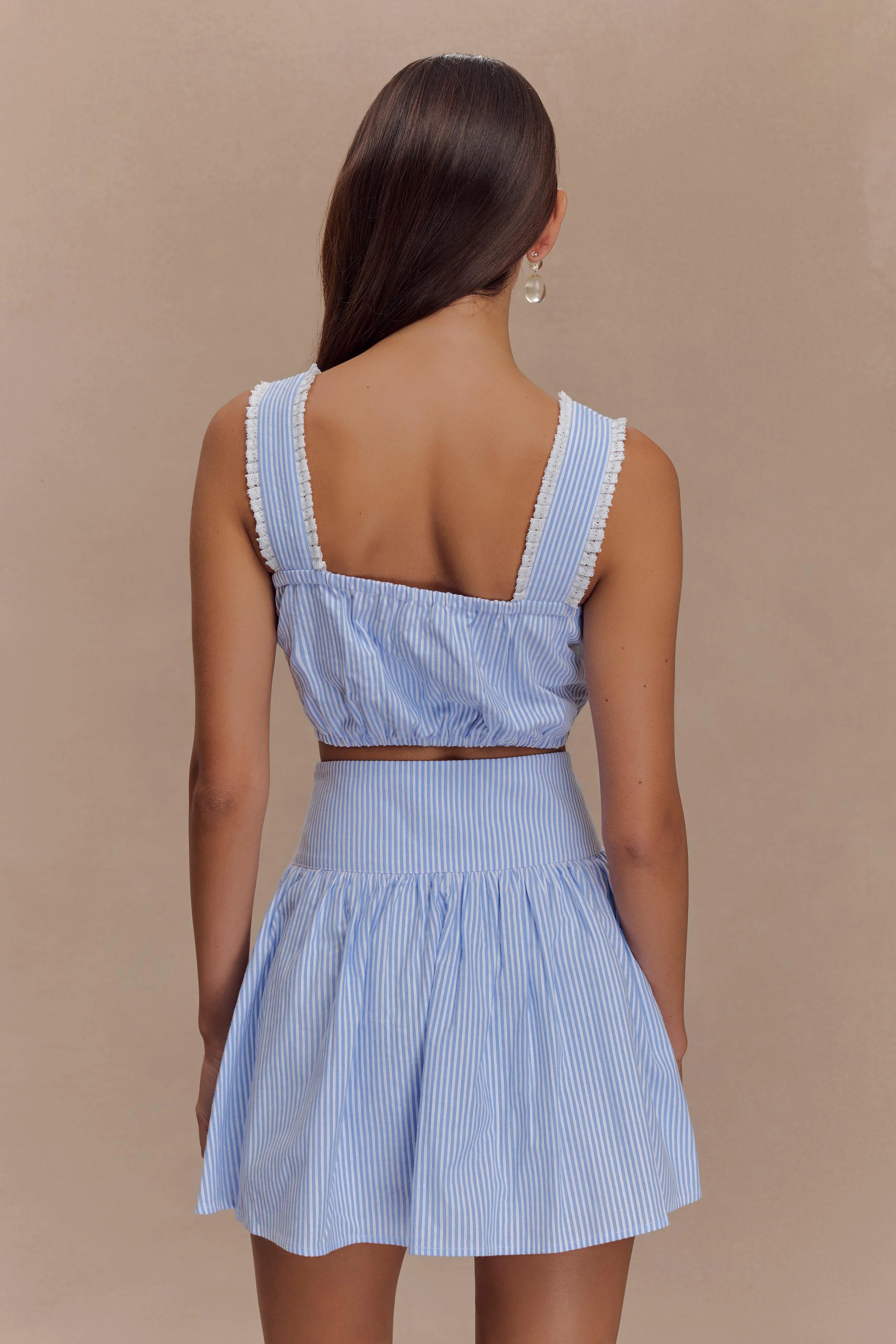 Gretel Sleeveless Crop Top - Blue Pinstripe | MESHKI US