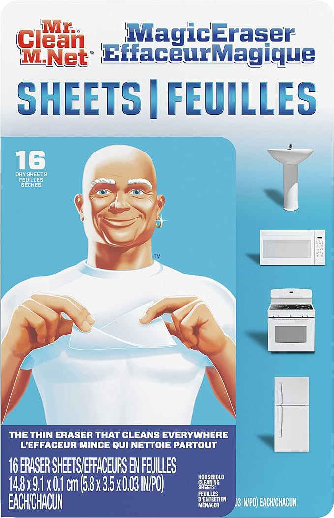 Mr. Clean Magic Eraser Sheets, Shoe, Bathroom, and Shower Cleaner, 48 Cleaning Wipes Total | Amazon (US)