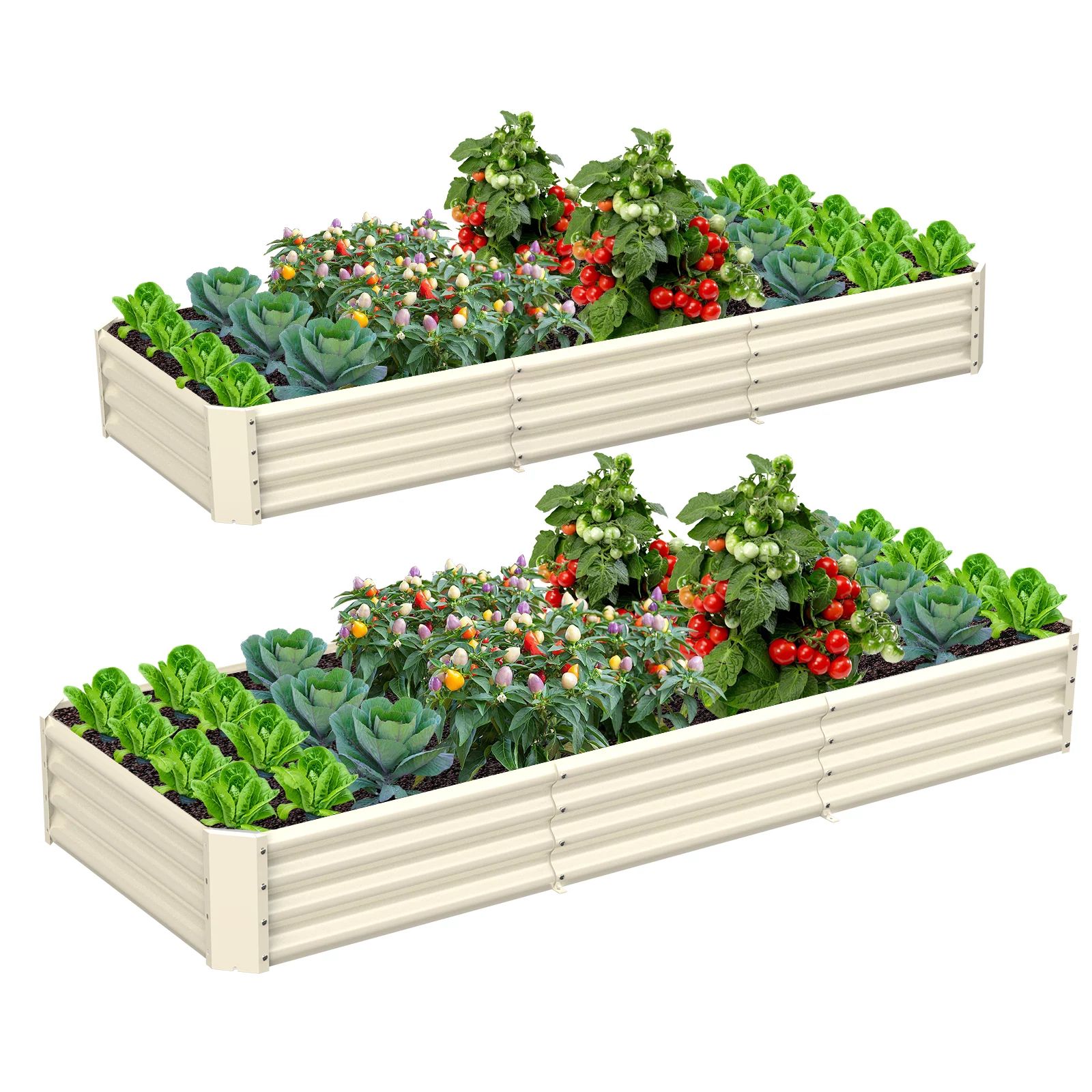 2 Pack 8x3x1ft Galvanized Raised Garden Bed Metal Above Ground Planter Box Kit Outdoor for Vegeta... | Walmart (US)