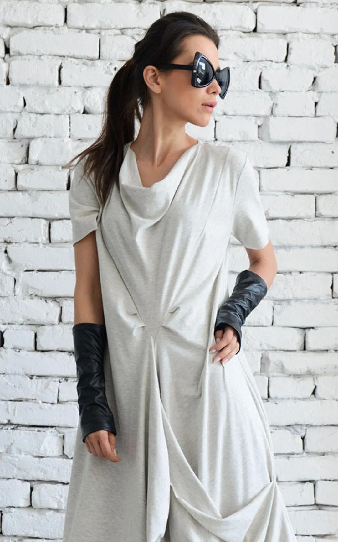 Faux Leather Fingerless Gloves: Long Vegan Eco-leather Gloves META0011 - Etsy UK | Etsy (Global)