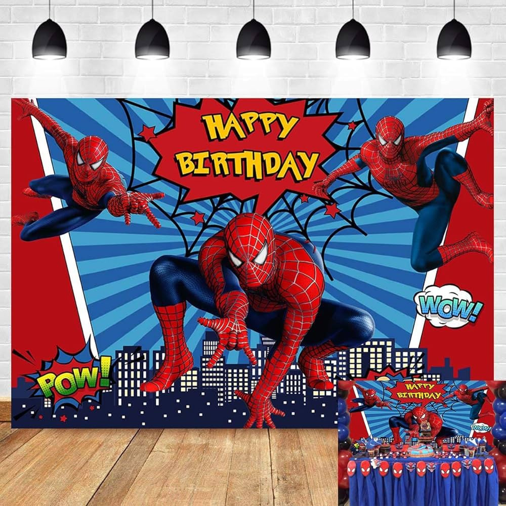 Red Spider Photography Backdrop Baby Boys Happy Birthday Party Decorations Vinyl Children Photo B... | Amazon (US)