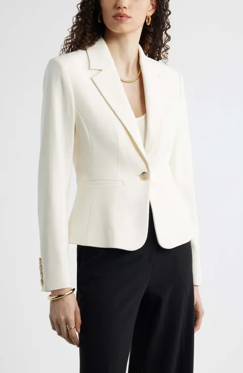 Nordstrom Peplum Blazer in Ivory Tofu at Nordstrom, Size Small | Nordstrom