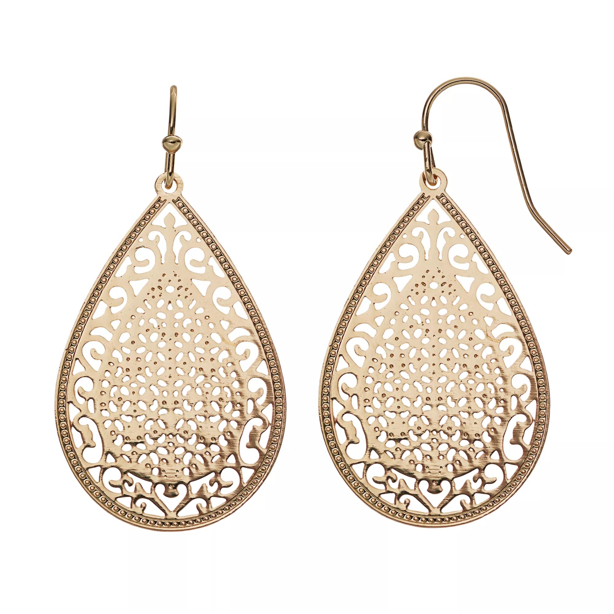 LC Lauren Conrad Filigree Teardrop Earrings | Kohl's