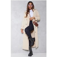 Stone Oversized Trench Coat | PrettyLittleThing US