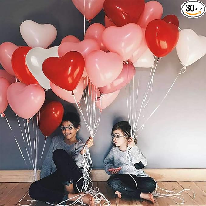 Heart Shape Latex Balloons for Valentines Day,Propose Marriage,Wedding Party(White+Red +pink)3 St... | Amazon (US)