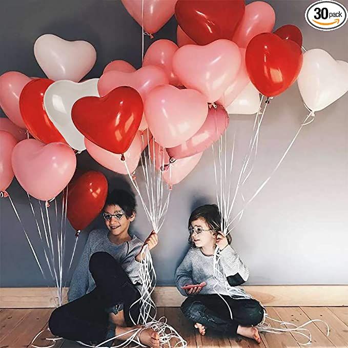 Heart Shape Latex Balloons for Valentines Day,Propose Marriage,Wedding Party(White+Red +pink)3 St... | Amazon (US)