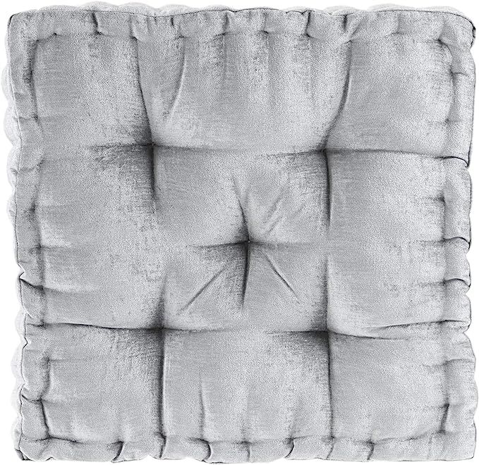 Intelligent Design Azza Poly Chenille Square Floor Pillow Cushion, 20"x20"x5", Grey | Amazon (US)