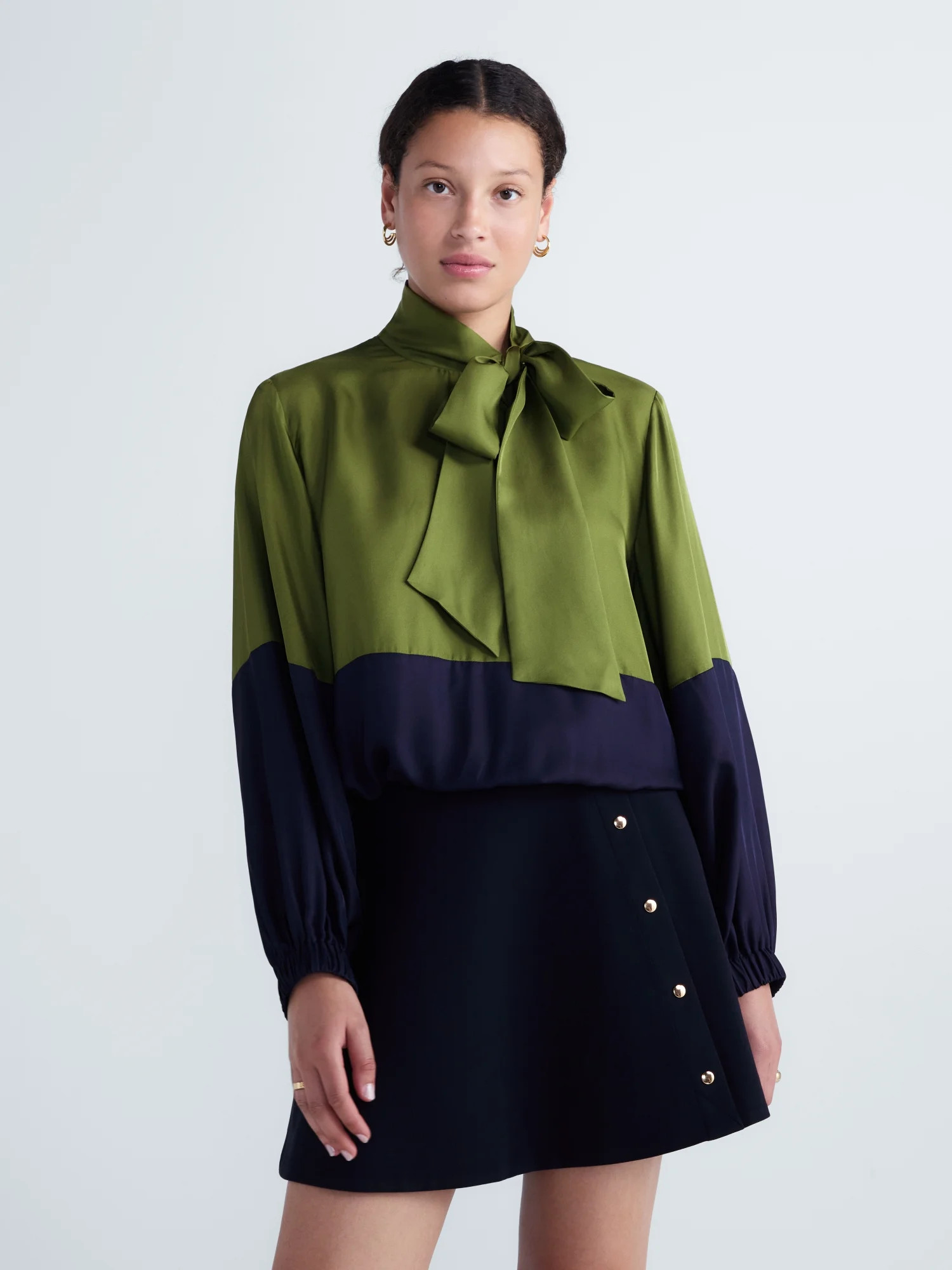 Free Assembly Women's Silk Tie Neck Top with Long Sleeves, Sizes XXS-XL | Walmart (US)