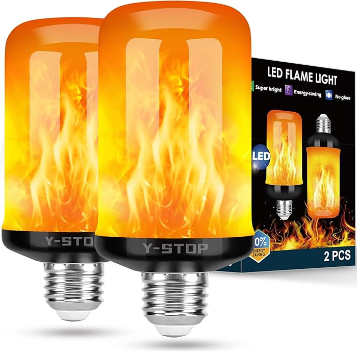 Y- STOP Upgraded LED Flame Light Bulbs, 4 Modes Flickering Light Bulb Outdoor with Upside Down Ef... | Amazon (US)