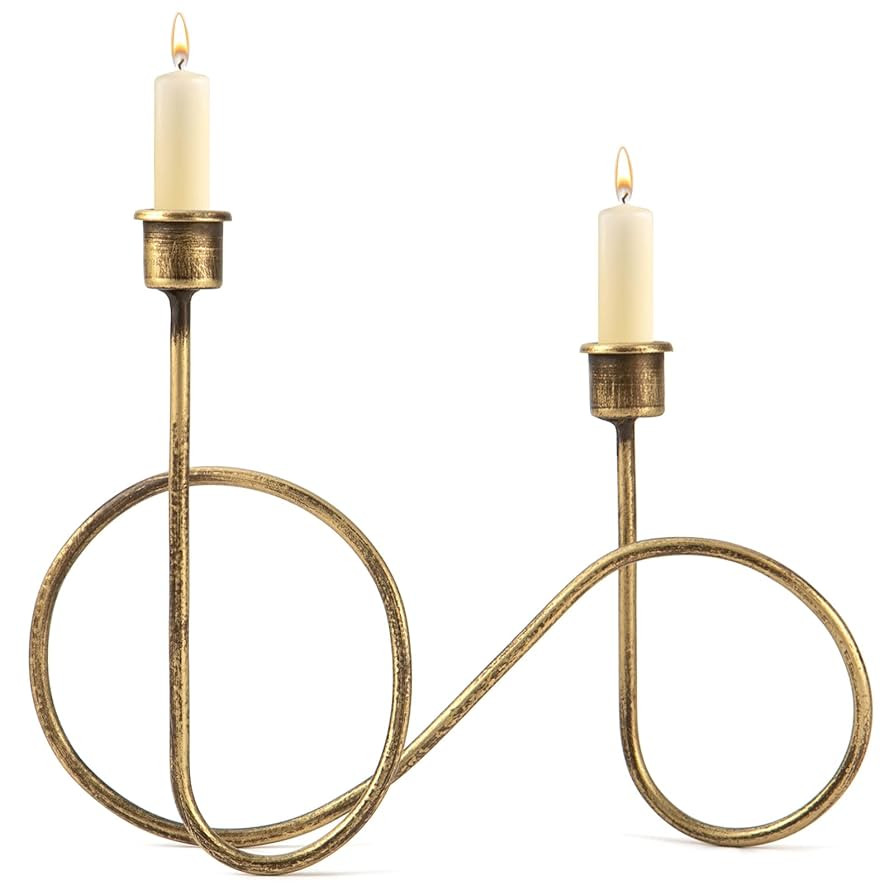 Twisted Brass Style Candle Holder, Candlestick Holder for Table Decoration, Holiday, Wedding, Hou... | Amazon (US)