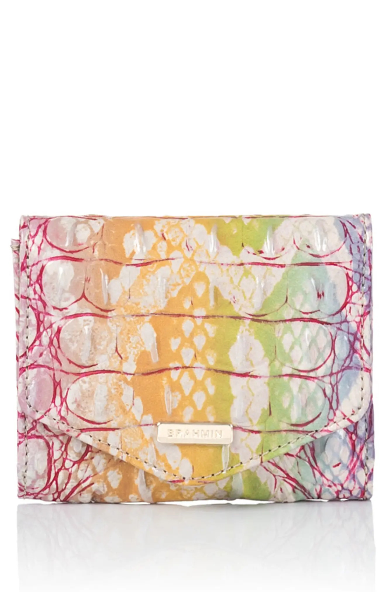 Brahmin Small Veronica Croc Embossed Trifold Wallet in Optimism at Nordstrom | Nordstrom