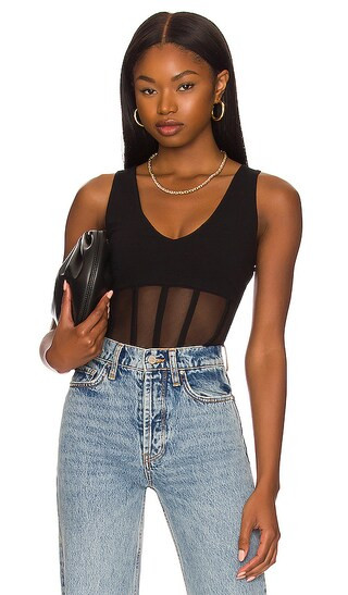 Sheer Bodysuit in Black | Revolve Clothing (Global)