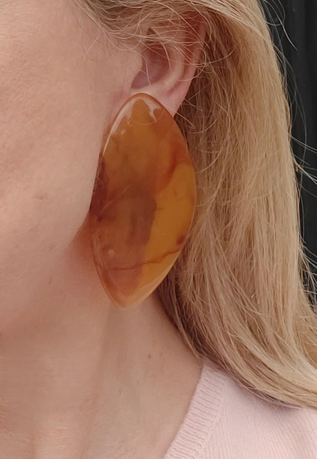 Vintage Style Brown Clip-On Earrings with, Extra Large Retro Pop Jewelry, Resin Clip on Earrings,... | Etsy (US)