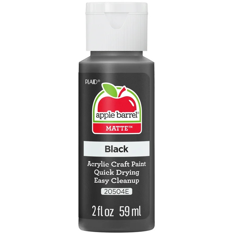 Apple Barrel Matte Finish Acrylic Craft Paint by Plaid, Black, 2 oz. - Walmart.com | Walmart (US)