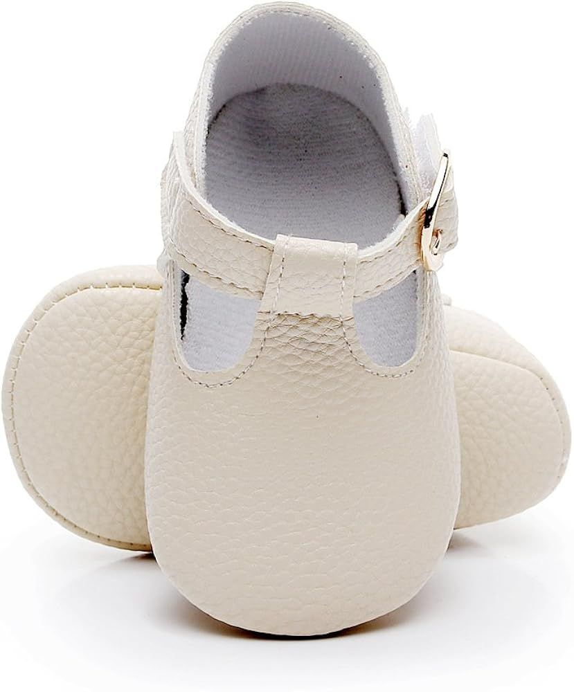 HONGTEYA Baby Girls Boys T-Strap Moccasins - Newborn First Walker Mary Jane PU Soft Soled Sandals... | Amazon (US)