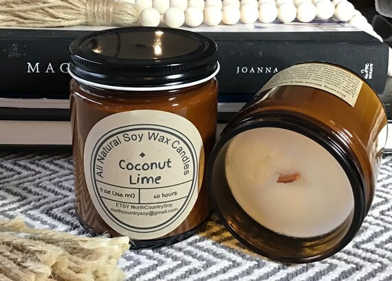 9 Oz Candle  Coconut Lime  Wood Wick or Cotton | Etsy Canada | Etsy (CAD)