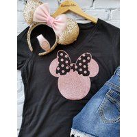 Disney Shirts/Disney Ears/Glitter Rose Gold Minnie Shirt/Disney Shirts for Women/Disney Family Shirts/Minnie Mouse Ears/Disney/black | Etsy (US)