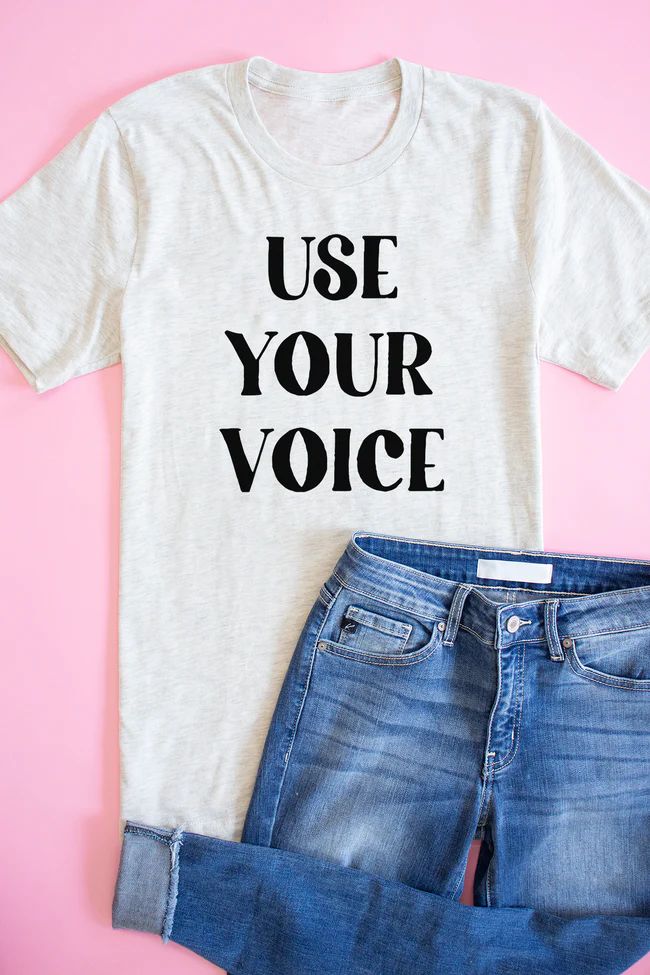 Use Your Voice Graphic Tee Heather Prism Natural | The Pink Lily Boutique