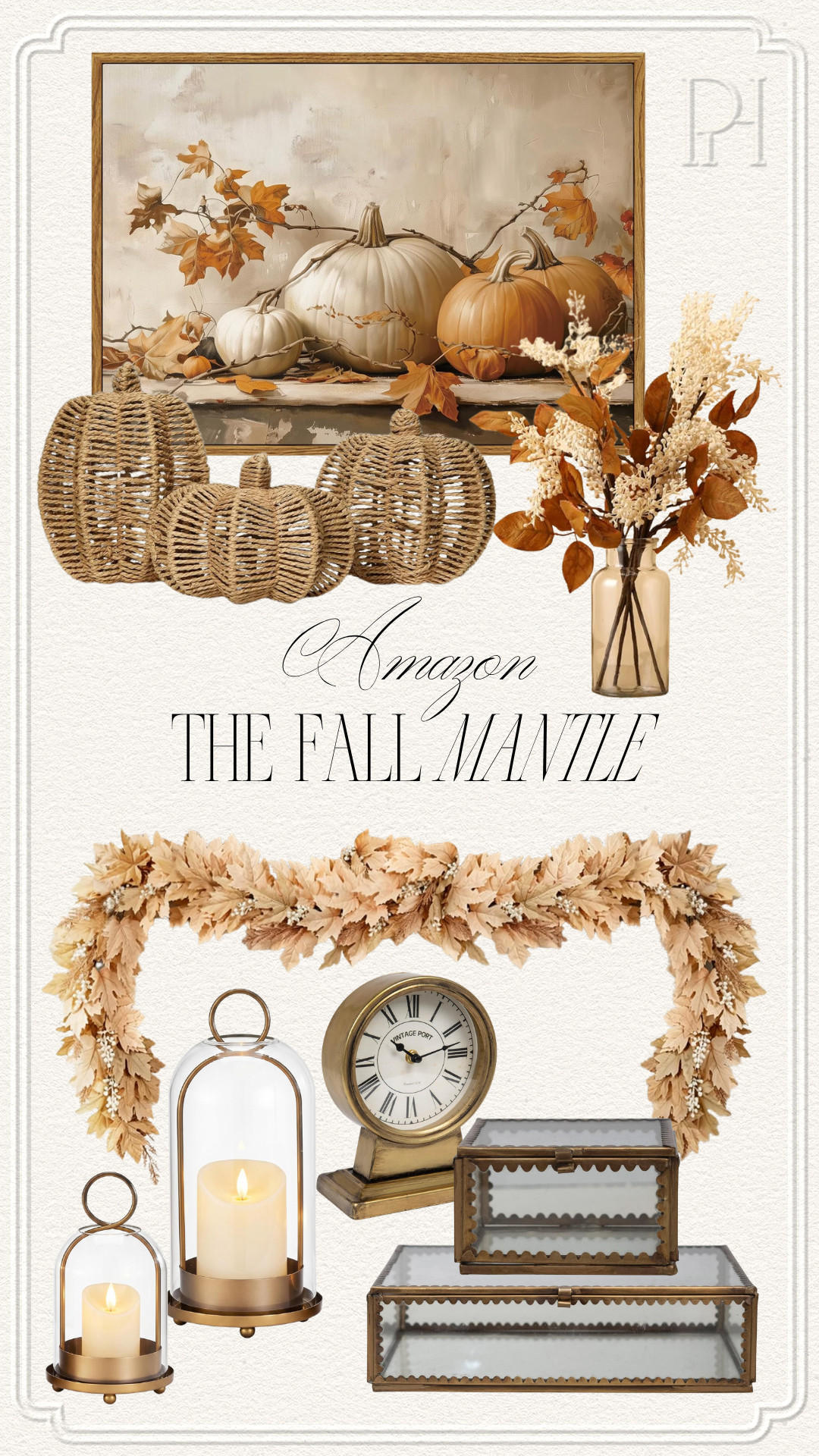 The perfect decor for the fall mantle from Amazon!

fall decor, fall accents, autumn decor, autumn accents, fall home, home decor, home accents, fall wall art, fall artwork, pumpkin artwork, woven pumpkins, pumpkin decor, fall stems, fall florals, fall garland, leaf garland, pillar candle holder, hurricane candle holder, brass candle holder, candlesticks, decorative boxes, brass clock, antique clock, glass boxes 

 #LTKSeasonal #LTKHome