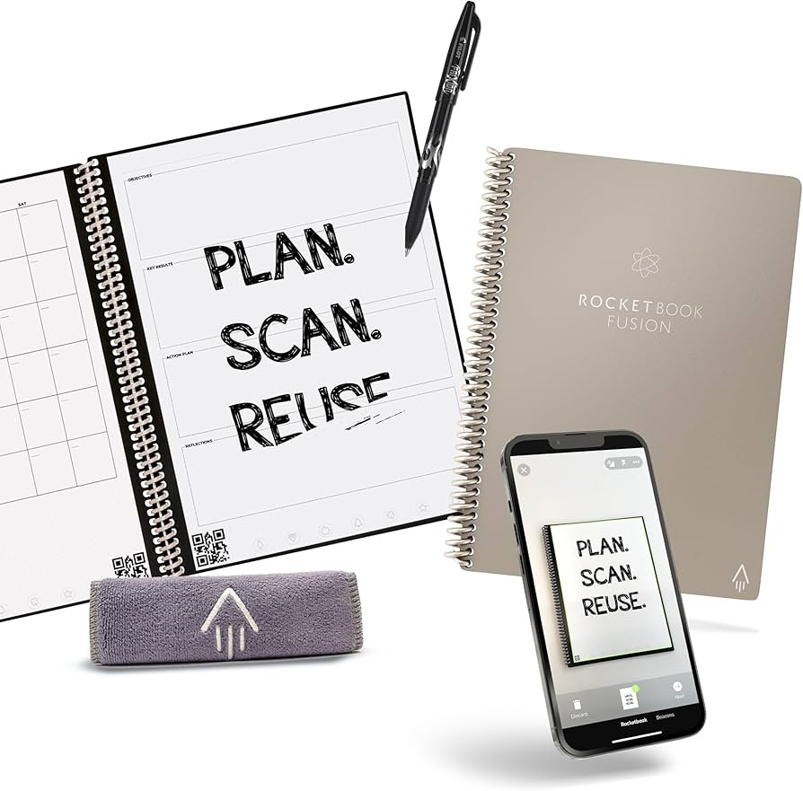 Rocketbook Fusion Smart Reusable Notebook - Calendar, To-Do Lists, and Note Template Pages with 1... | Amazon (CA)