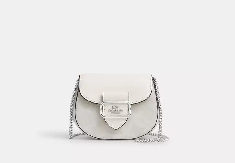 Morgan Card Case On A Chain In Signature Canvas | Coach Outlet US