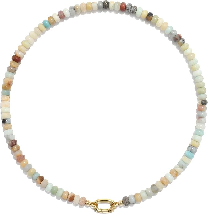 CONRAN KREMIX Colorful Stone Beaded Necklace for Women,Natural Gemstone Bead Choker Necklaces Boh... | Amazon (US)