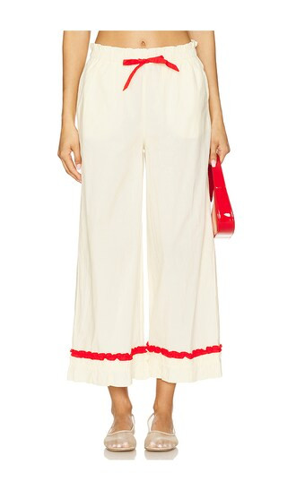 Tula Frilly Hem Trouser in Butter & Red | Revolve Clothing (Global)