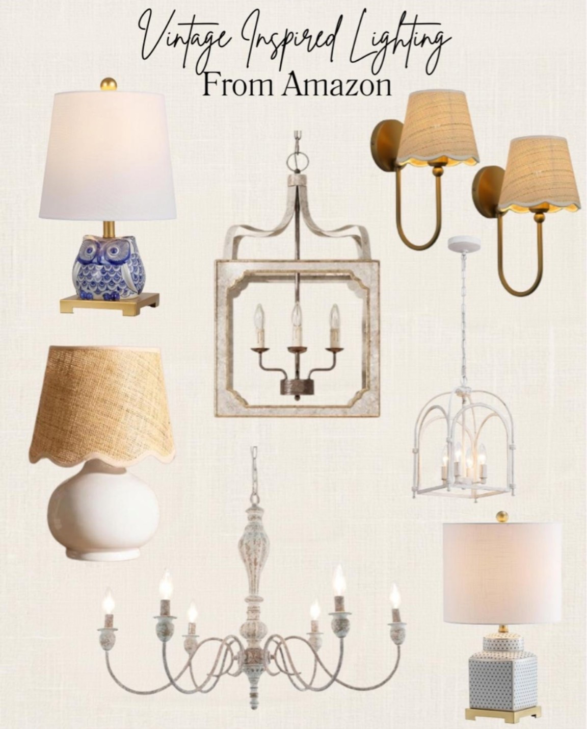 Vintage-inspired lighting has a way of making a home feel collected, warm, and timeless. 

Whether you’re decorating a French country cottage, a European-inspired home, or just want to add a little old-world charm, these Amazon finds have the look of high-end designer lighting without the designer price tag.

From woven shades and classic sconces to statement chandeliers and beautiful table lamps, these are some of my favorite pieces for creating that cozy, layered glow.



#FrenchCountryDecor #VintageLighting #AmazonHomeFinds #EuropeanStyle #TimelessHome #OldWorldStyle #CozyHome #HomeLighting #LTKHome #NeutralHomeDecor #CollectedHome #FrenchFarmhouse