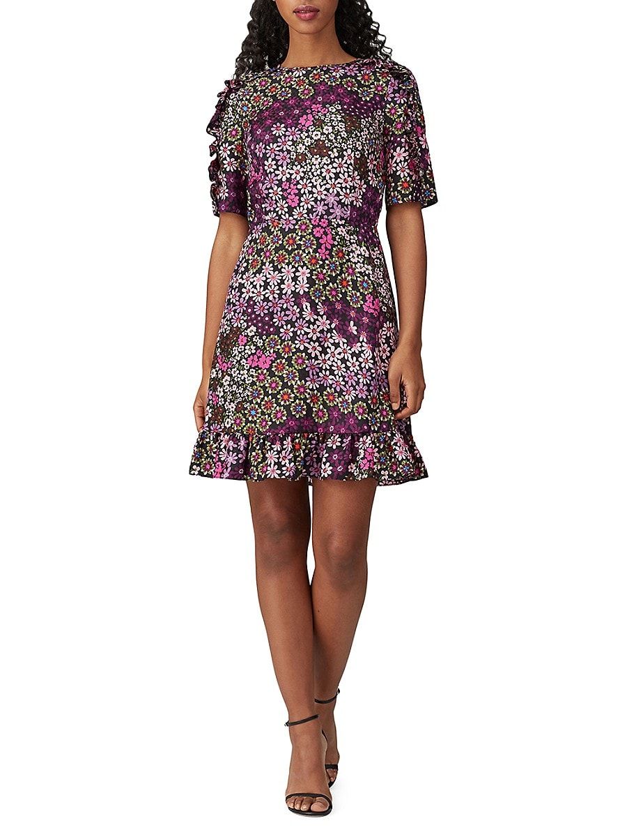 kate spade new york Women's Floral Silk-Blend Dress - Purple - Size 2 | Saks Fifth Avenue OFF 5TH