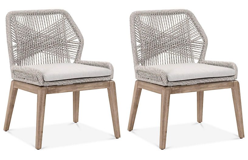 S/2 Easton Side Chairs, Taupe/White | One Kings Lane