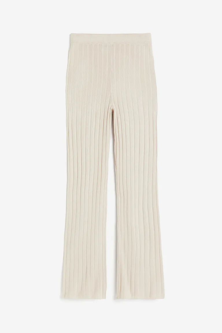 Rib-knit Pants - Light beige - Ladies | H&M US | H&M (US + CA)