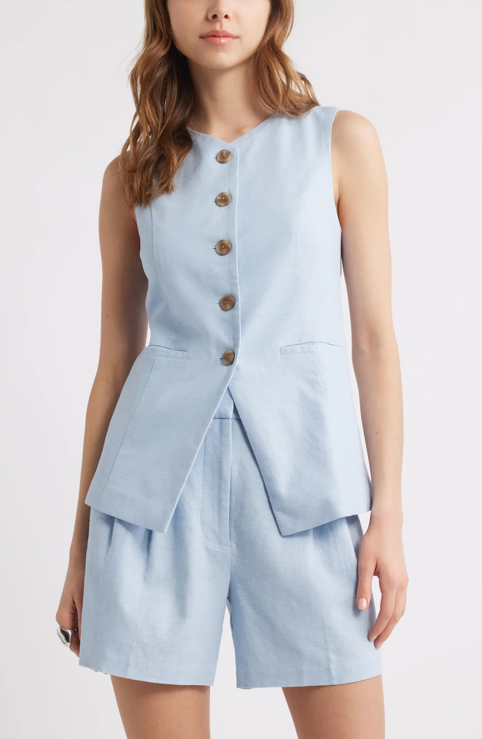 Open Edit Linen Blend Vest | Nordstrom | Nordstrom