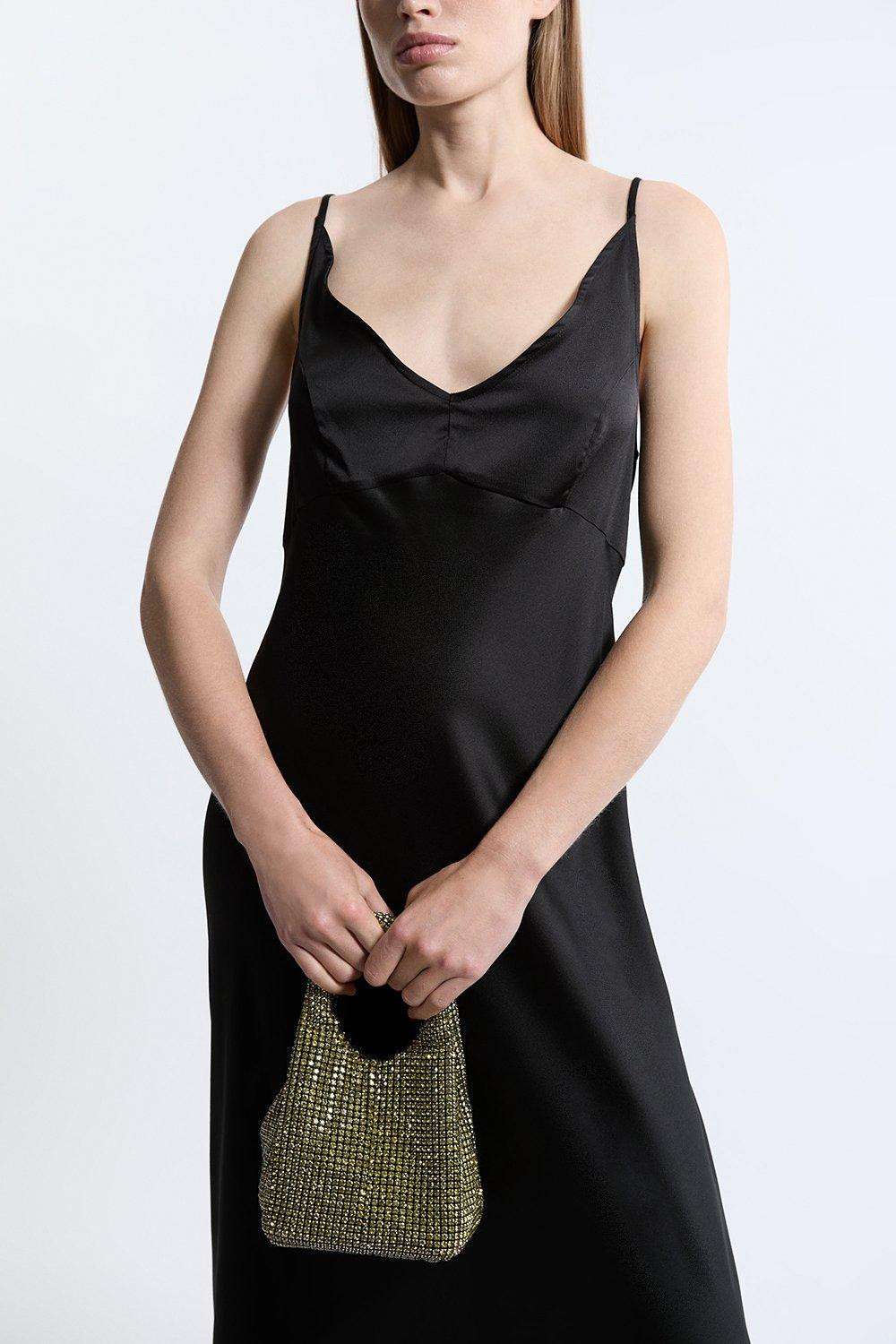 Premium Crystal Embellished Slouchy Bucket Bag | Karen Millen UK + IE + DE + NL