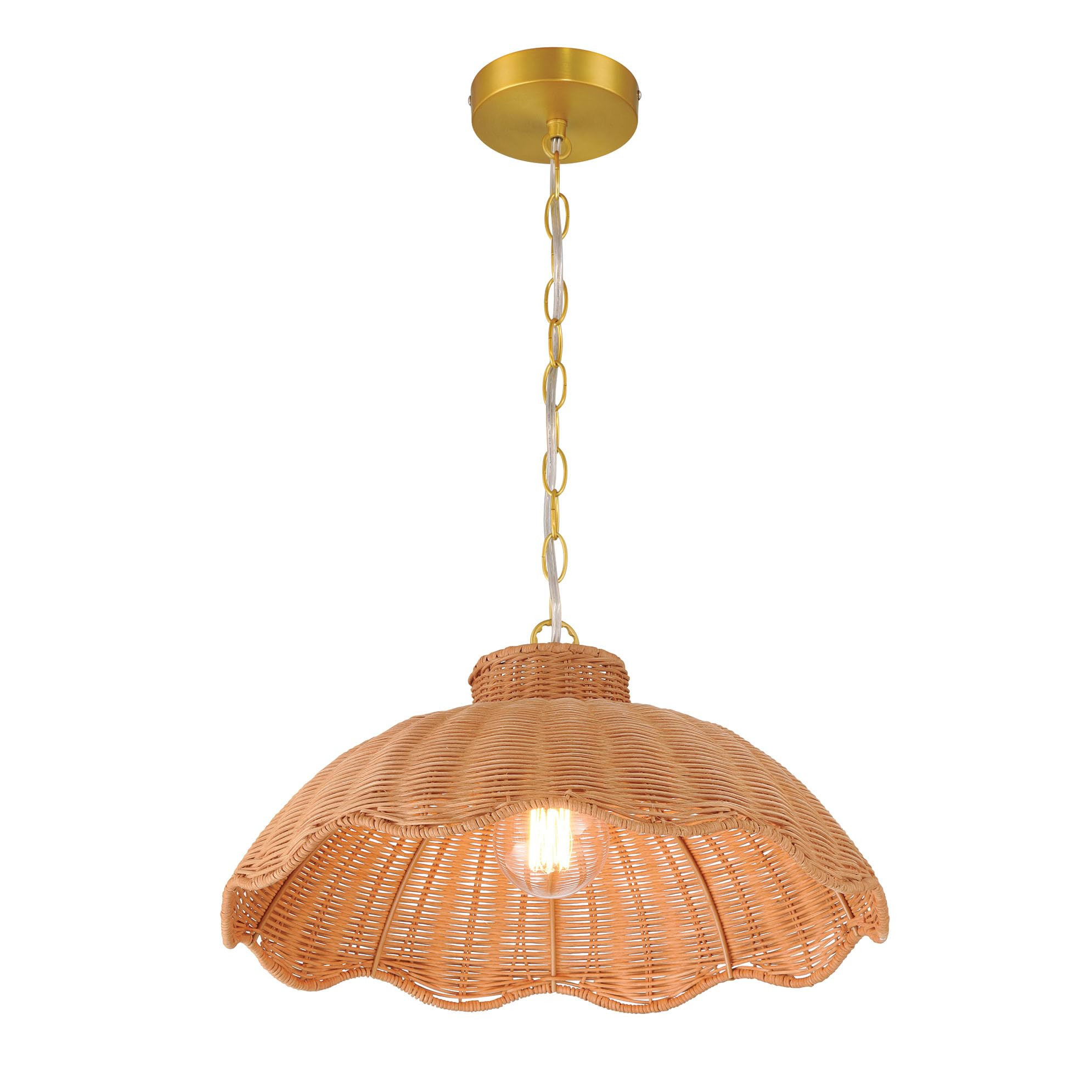 Creative Co-Op 60-Watt Small Scalloped Rattan Pendant Lighting, Natural | Amazon (US)