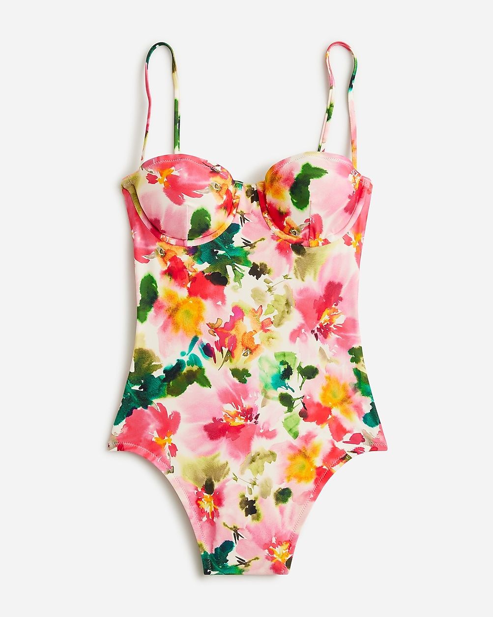 Balconette underwire one-piece swimsuit in floral | J.Crew US