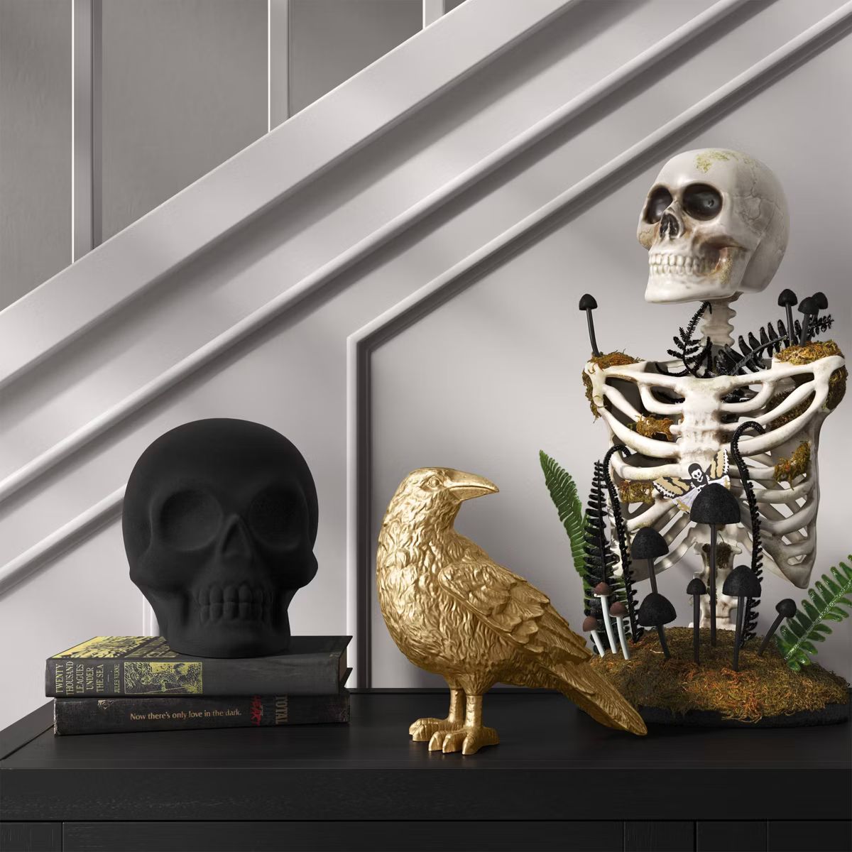 6.5 Plastic Flocked Skull Halloween Decorative Sculpture White - Hyde & EEK! Boutique™ | Target